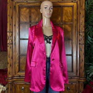 NWOT SheinSXY Fuchsia Stretch Satin Single Button Blazer